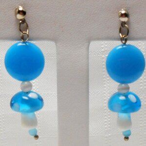 No 287 Handmade earrings with blowtorch glass mushrooms